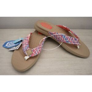 HeyDude 43619-4UZ Women's Sz 9 Blue/Pink/Multi Christi Flip Baja Surf Sandals